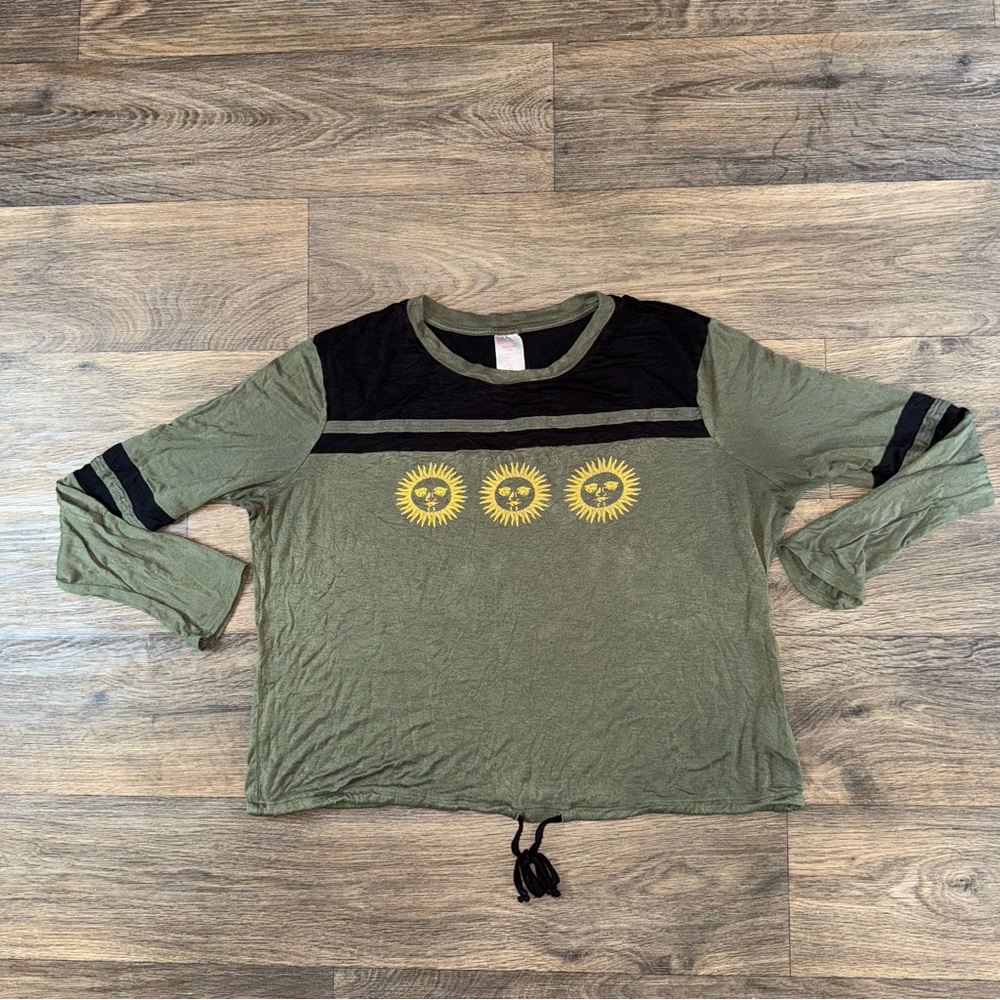 No Boundaries Olive Green and Black Long Sleeve Tee